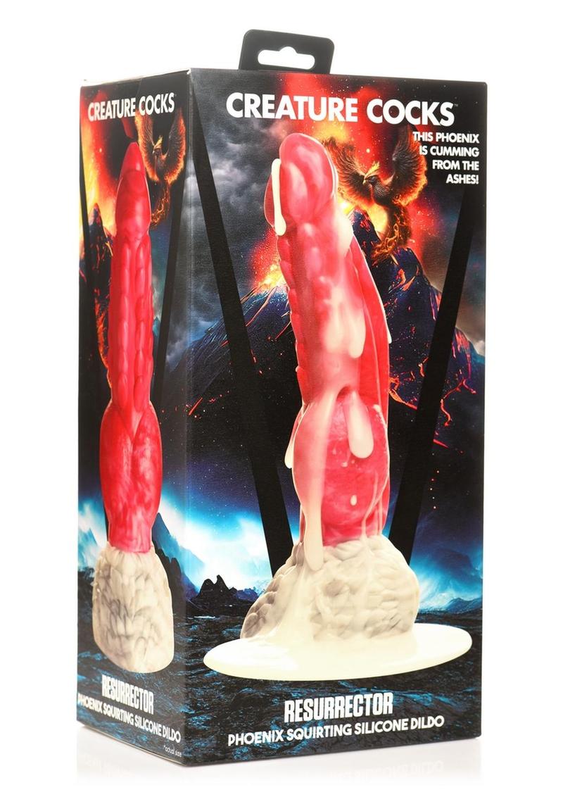 Load image into Gallery viewer, Creature Cocks Resurrector Phoenix Squirting Silicone Dildo - Red/White
