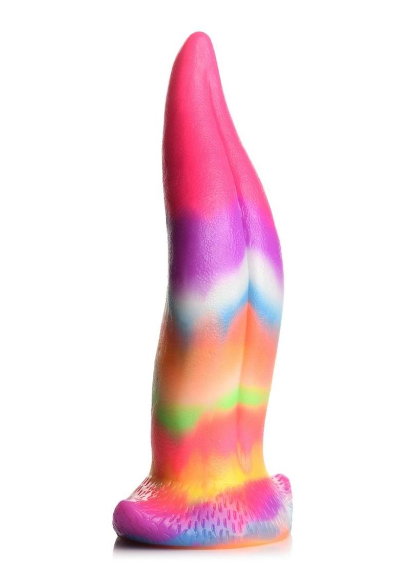 Load image into Gallery viewer, Creature Cocks Unicorn Tongue Glow In The Dark Silicone Dildo - Glow In The Dark/Multicolor/Rainbow
