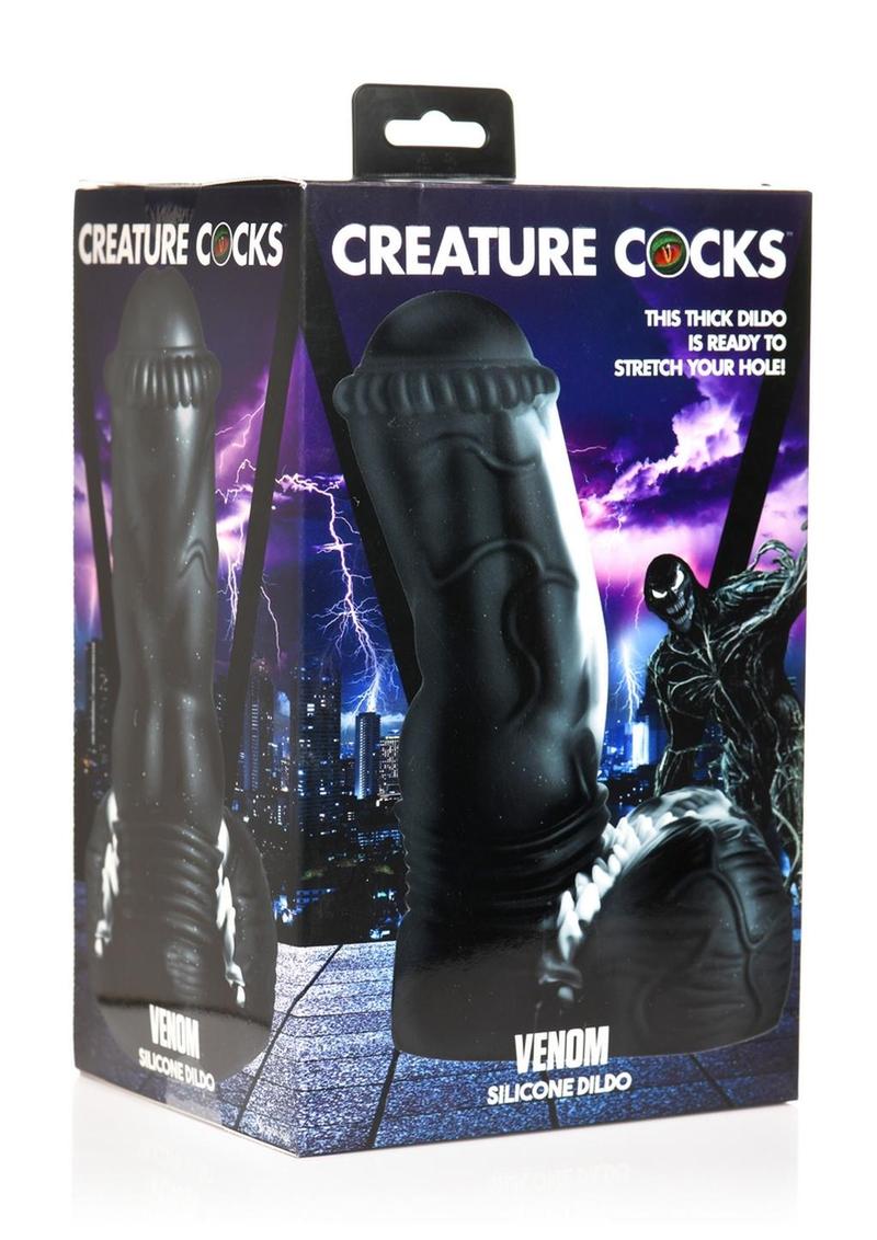 Load image into Gallery viewer, Creature Cocks Venom Silicone Dildo - Black/White
