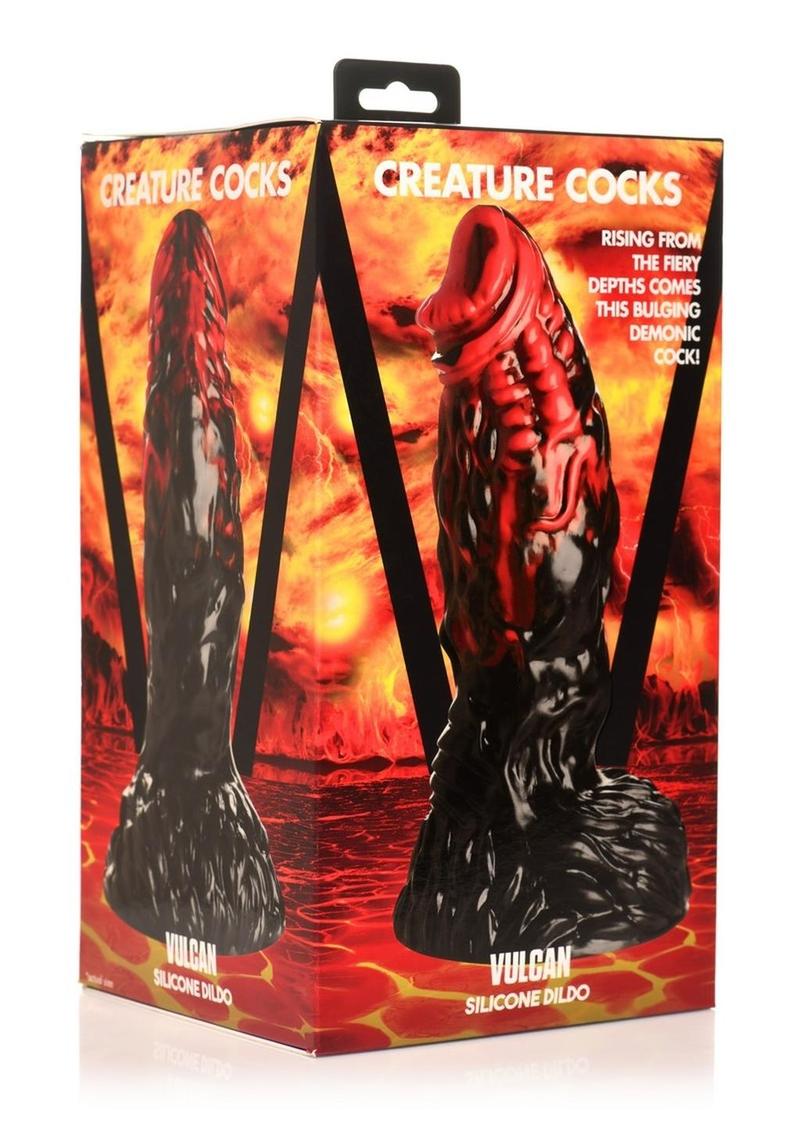 Load image into Gallery viewer, Creature Cocks Vulcan Silicone Dildo - Black/Red
