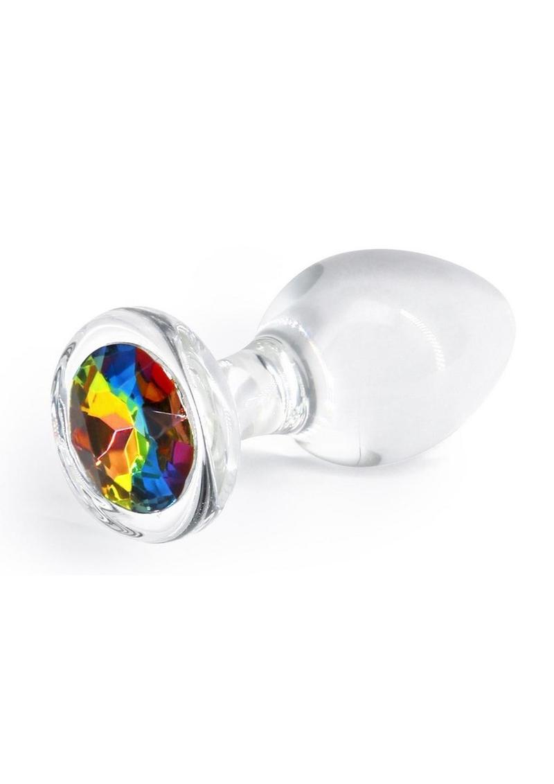 Load image into Gallery viewer, Crystal Desires Rainbow Gem Glass Anal Plugs - Multicolor - Medium
