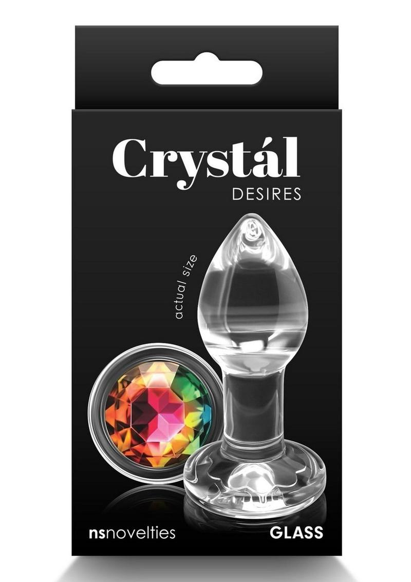 Load image into Gallery viewer, Crystal Desires Rainbow Gem Glass Anal Plugs - Multicolor - Small
