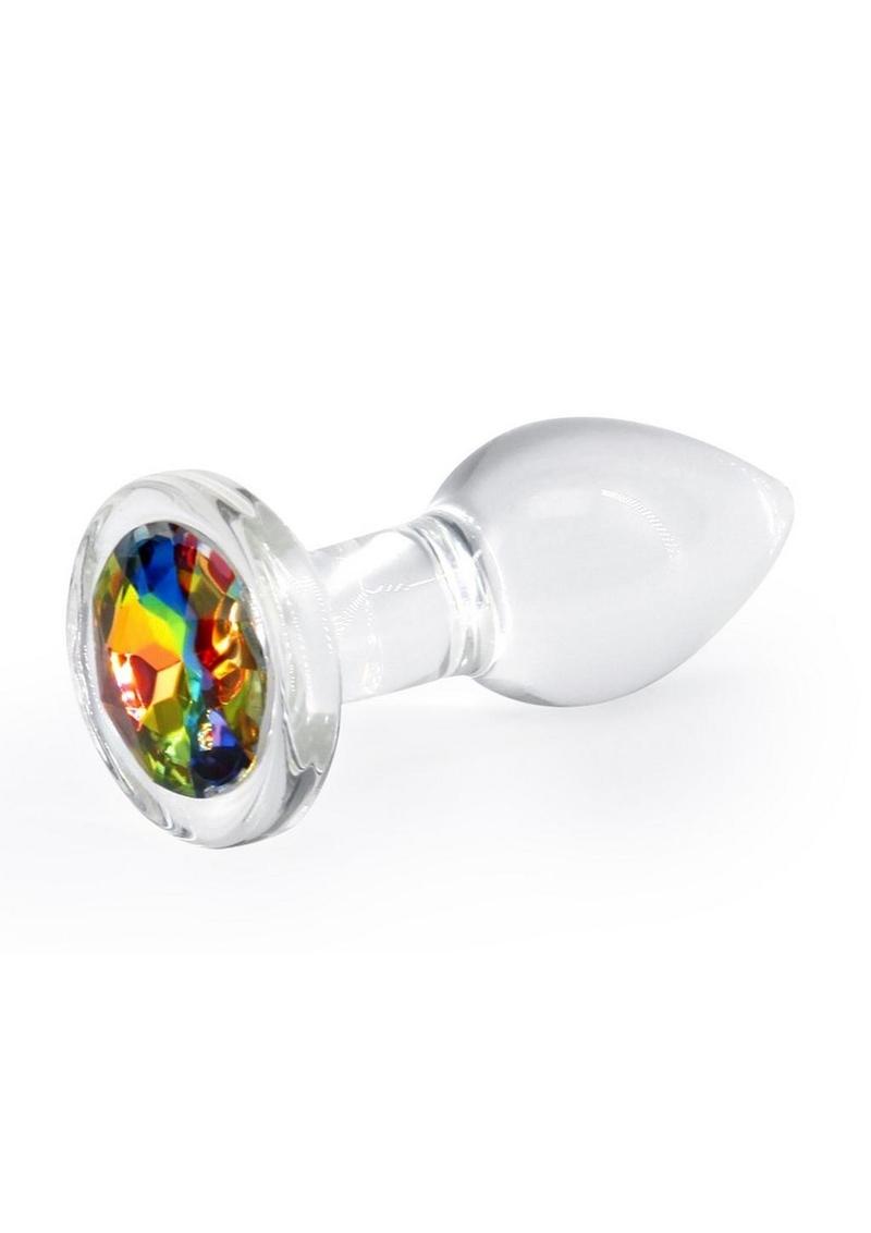 Load image into Gallery viewer, Crystal Desires Rainbow Gem Glass Anal Plugs - Multicolor - Small
