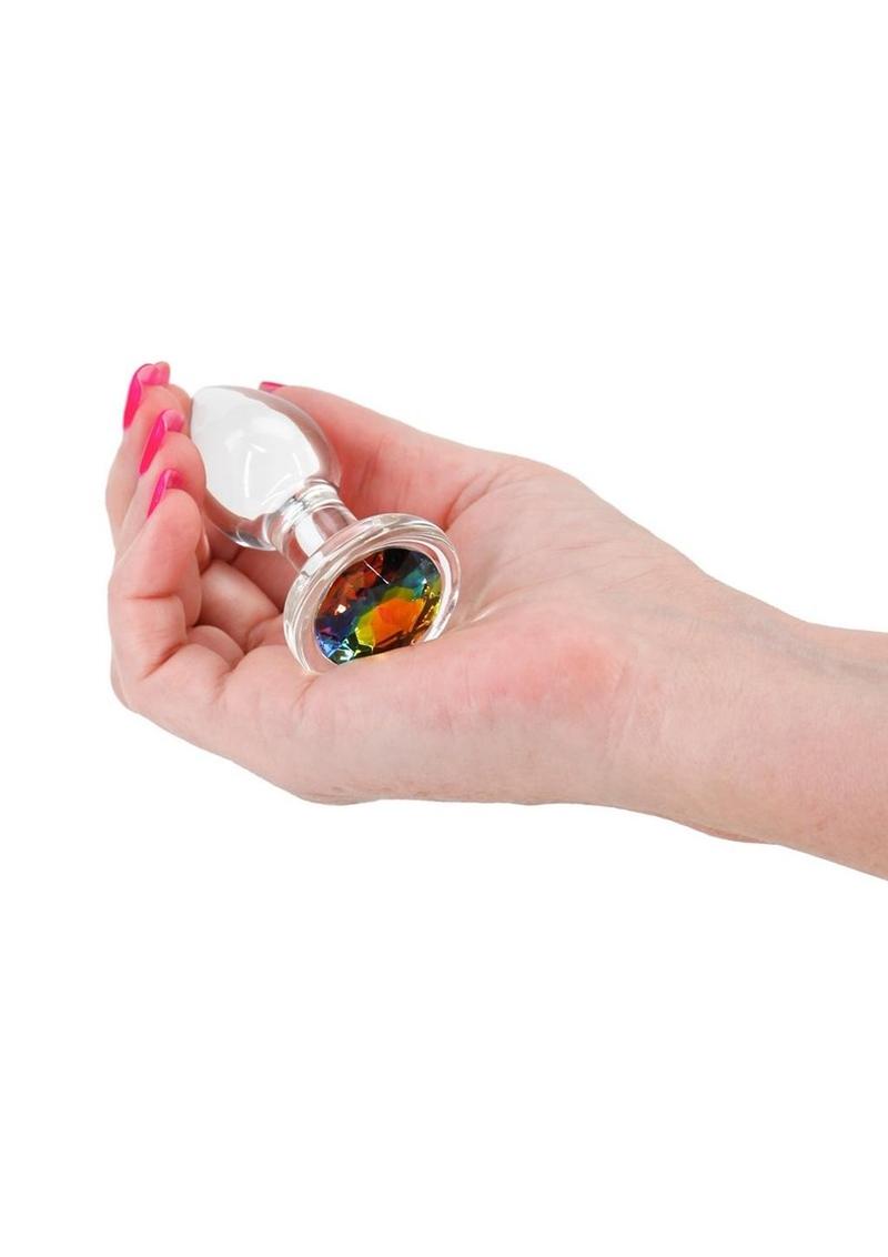 Load image into Gallery viewer, Crystal Desires Rainbow Gem Glass Anal Plugs
