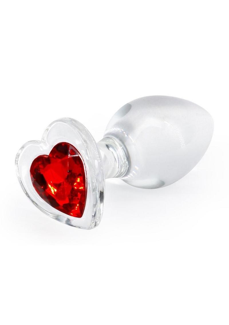 Load image into Gallery viewer, Crystal Desires Red Heart Glass Anal Plugs - Red - Medium
