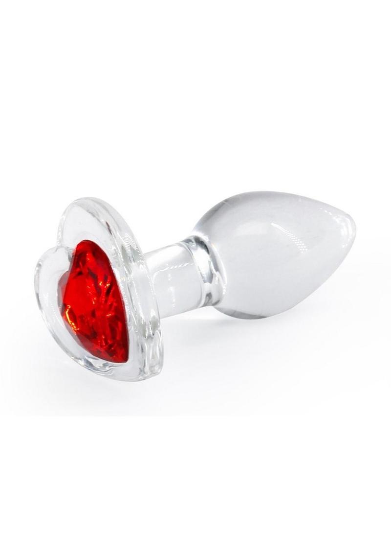 Load image into Gallery viewer, Crystal Desires Red Heart Glass Anal Plugs - Red - Small
