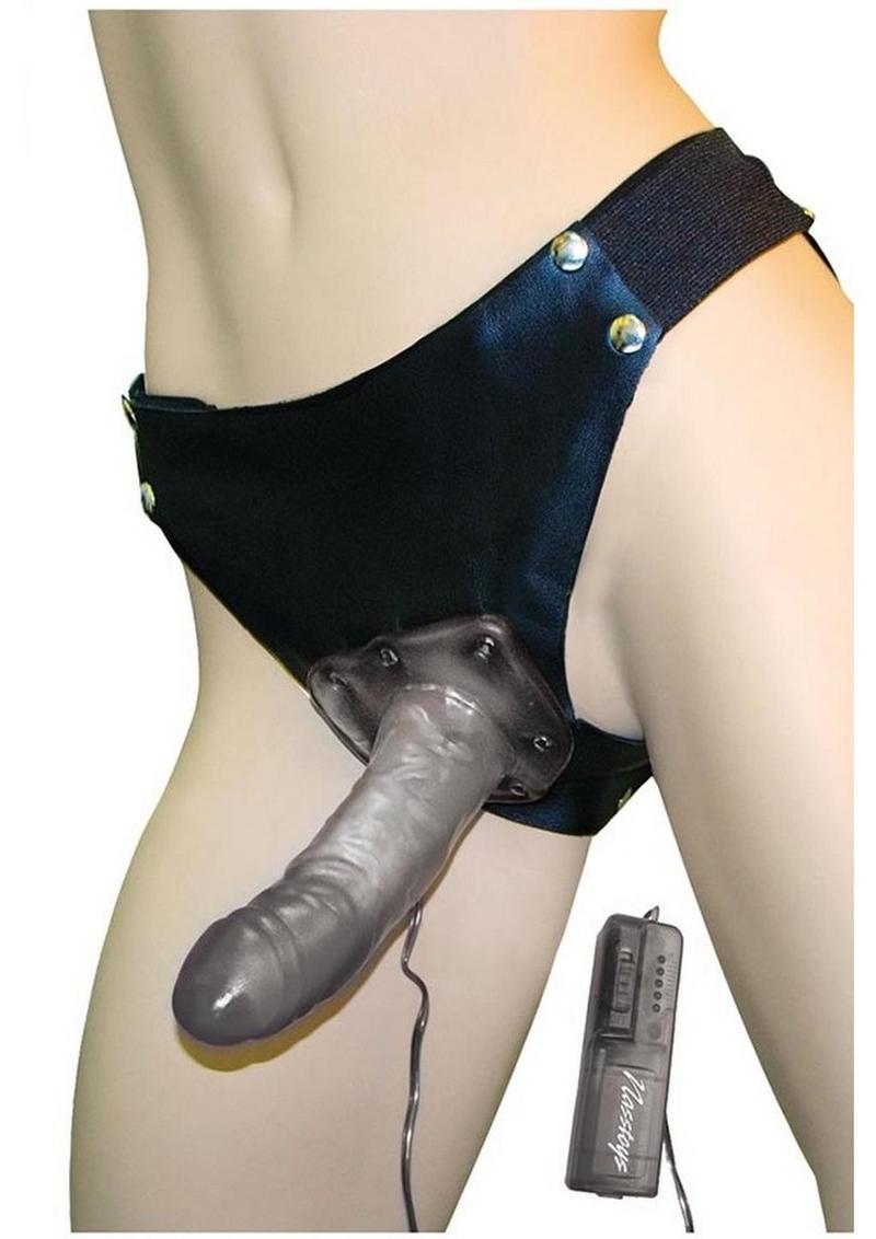 Load image into Gallery viewer, Crystal Jelly Power Cock Vibrating Strap-On Harness with Hollow Dildo
