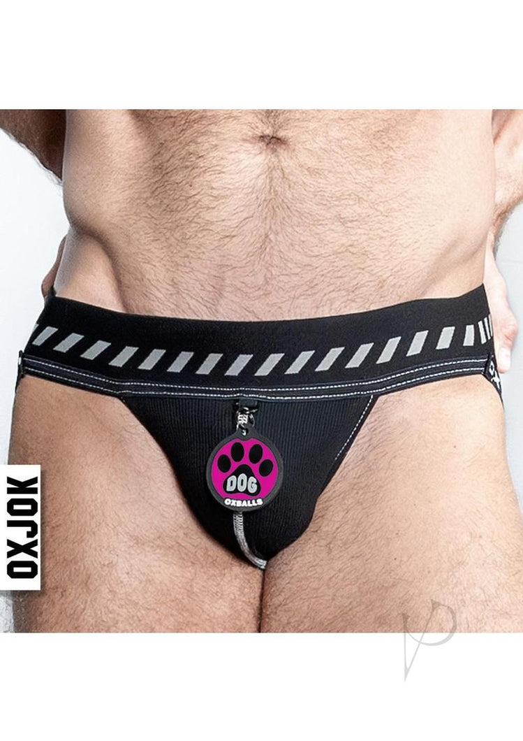 Dog Pack Pup Taggers 6-Tag Dog Jock - Black/Silver - Small