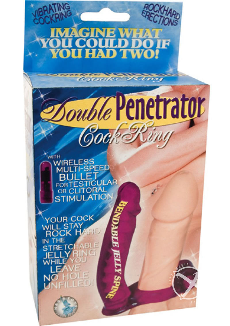 Load image into Gallery viewer, Double Penetrator Vibrating Cock Ring with Bendable Dildo - Purple
