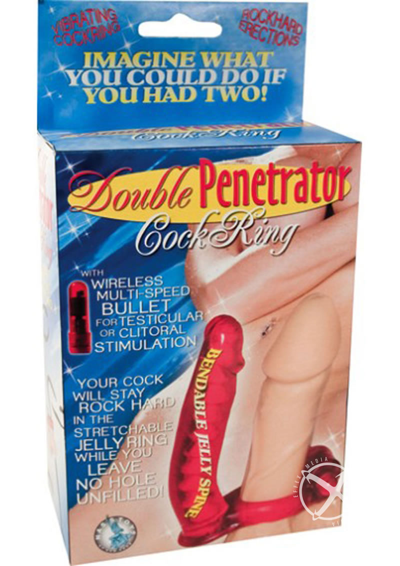 Load image into Gallery viewer, Double Penetrator Vibrating Cock Ring with Bendable Dildo - Red
