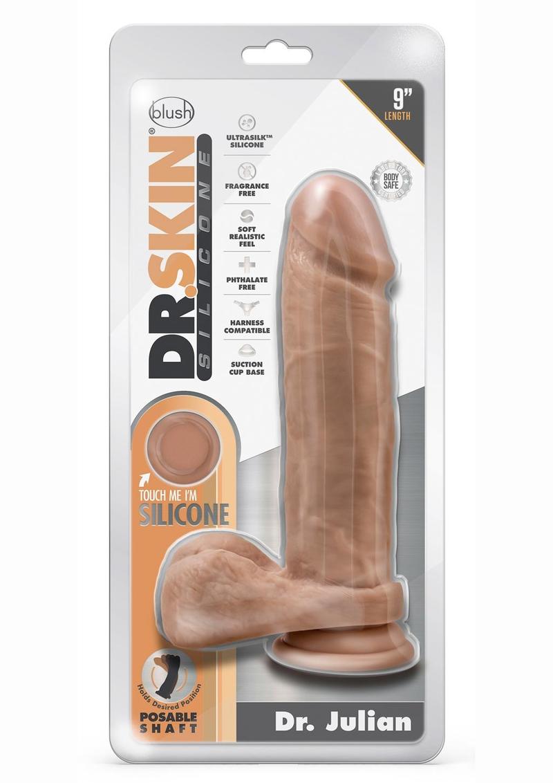Load image into Gallery viewer, Dr. Skin Silicone Dr. Julian Dildo with Balls and Suction Cup - Caramel - 9in
