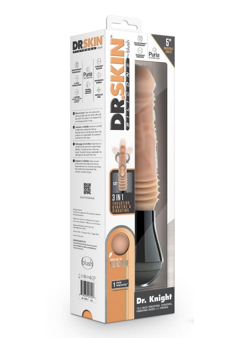 Load image into Gallery viewer, Dr. Skin Silicone Dr. Knight Rechargeable Thrusting Gyrating Vibrating Dildo - Vanilla - 10.5in
