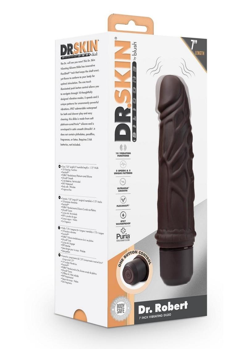 Load image into Gallery viewer, Dr. Skin Silicone Dr. Robert Vibrating Dildo - Chocolate - 7in
