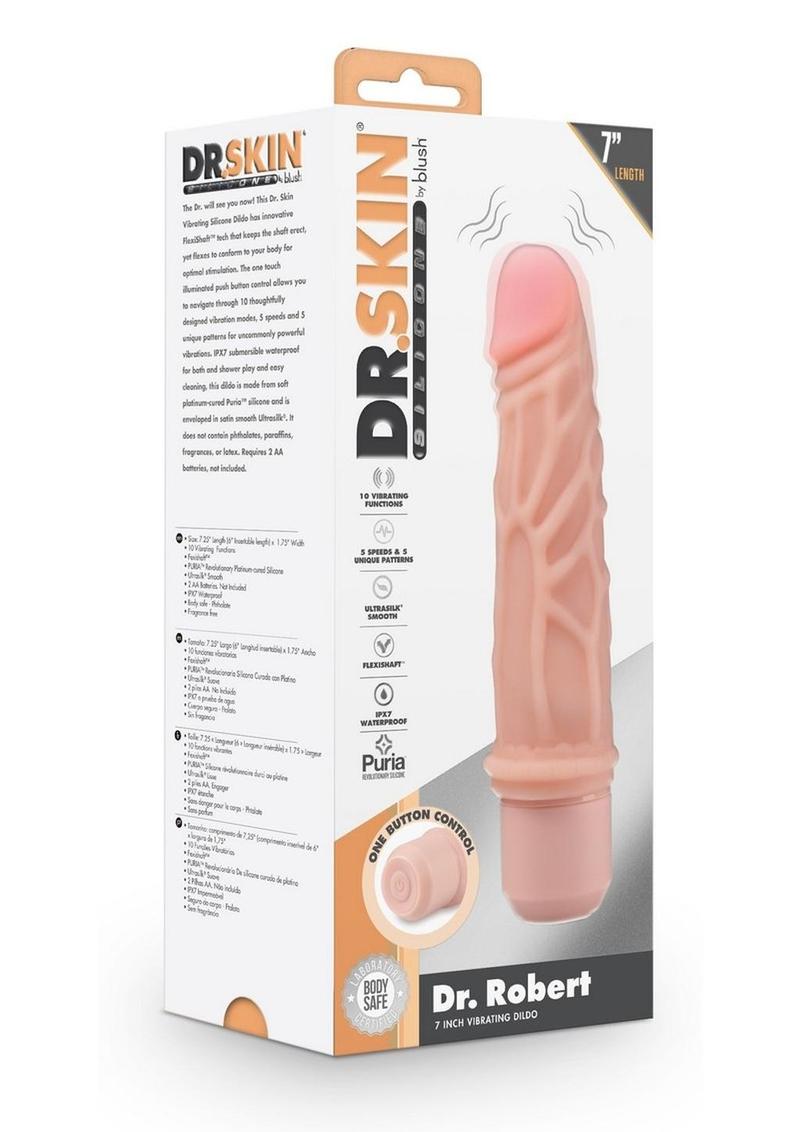 Load image into Gallery viewer, Dr. Skin Silicone Dr. Robert Vibrating Dildo - Vanilla - 7in
