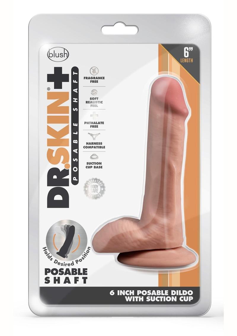 Load image into Gallery viewer, Dr. Skin Plus Posable Dildo with Balls and Suction Cup - Caramel - 6in
