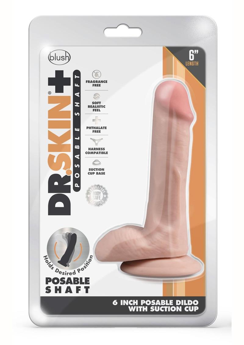 Load image into Gallery viewer, Dr. Skin Plus Posable Dildo with Balls and Suction Cup - Vanilla - 6in
