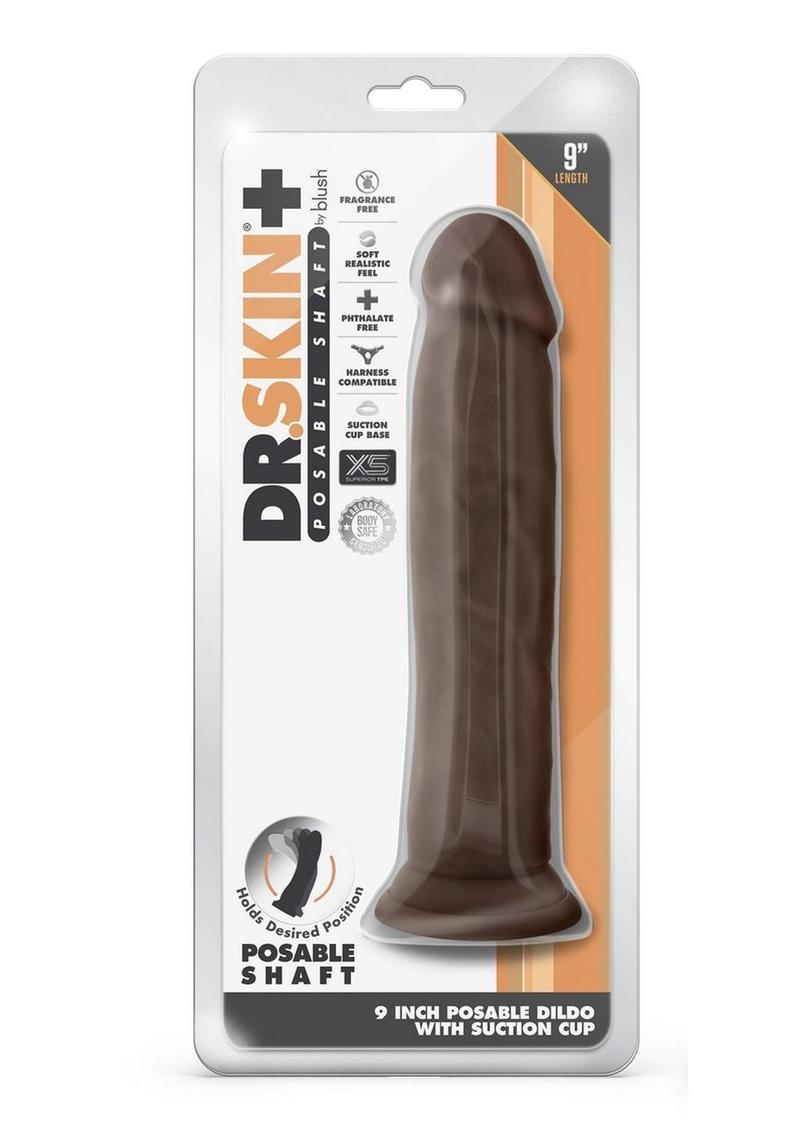 Load image into Gallery viewer, Dr. Skin Plus Thick Posable Dildo with Suction Cup - Chocolate - 9in
