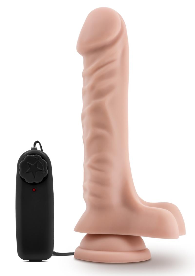 Load image into Gallery viewer, Dr. Skin Dr. James Vibrating Dildo with Balls and Remote Control - Vanilla - 9in
