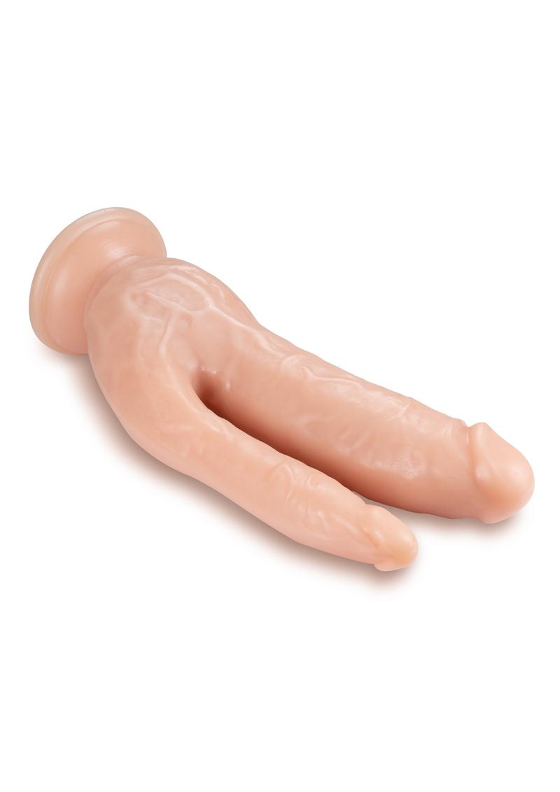 Load image into Gallery viewer, Dr. Skin Dual Penetrating Dildo with Suction Cup - Vanilla - 8in
