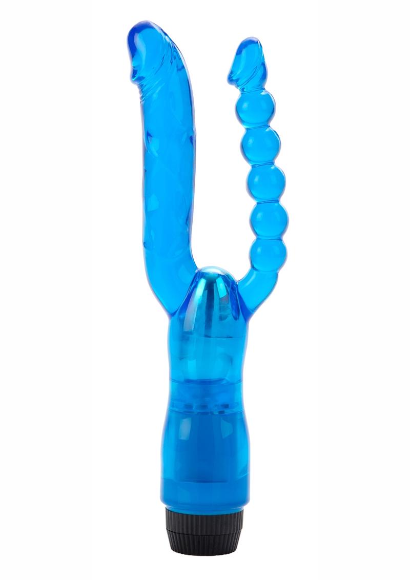 Load image into Gallery viewer, Dual Penetrator Vibrator with Anal Beads - Blue
