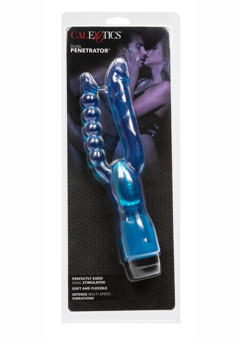 Load image into Gallery viewer, Dual Penetrator Vibrator with Anal Beads - Blue
