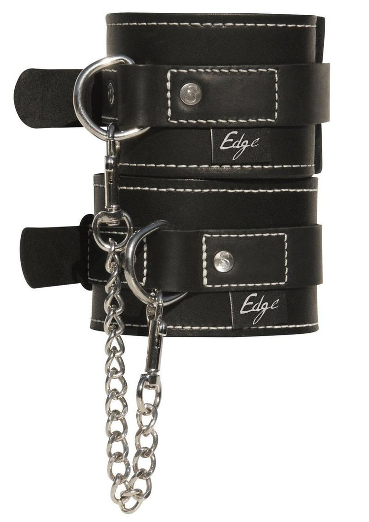 Edge Leather Adjustable Wrist Restraints - Black