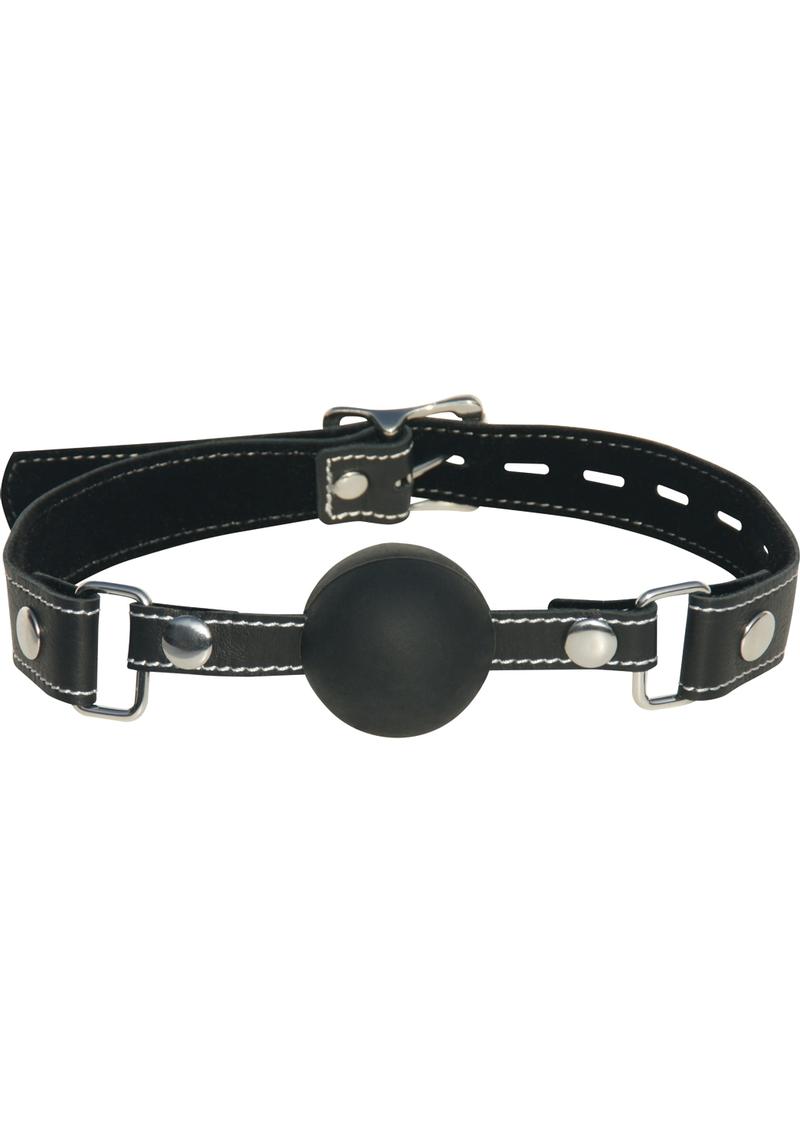 Load image into Gallery viewer, Edge Silicone Ball Gag with Adjustable Leather Strap - Black/Metal
