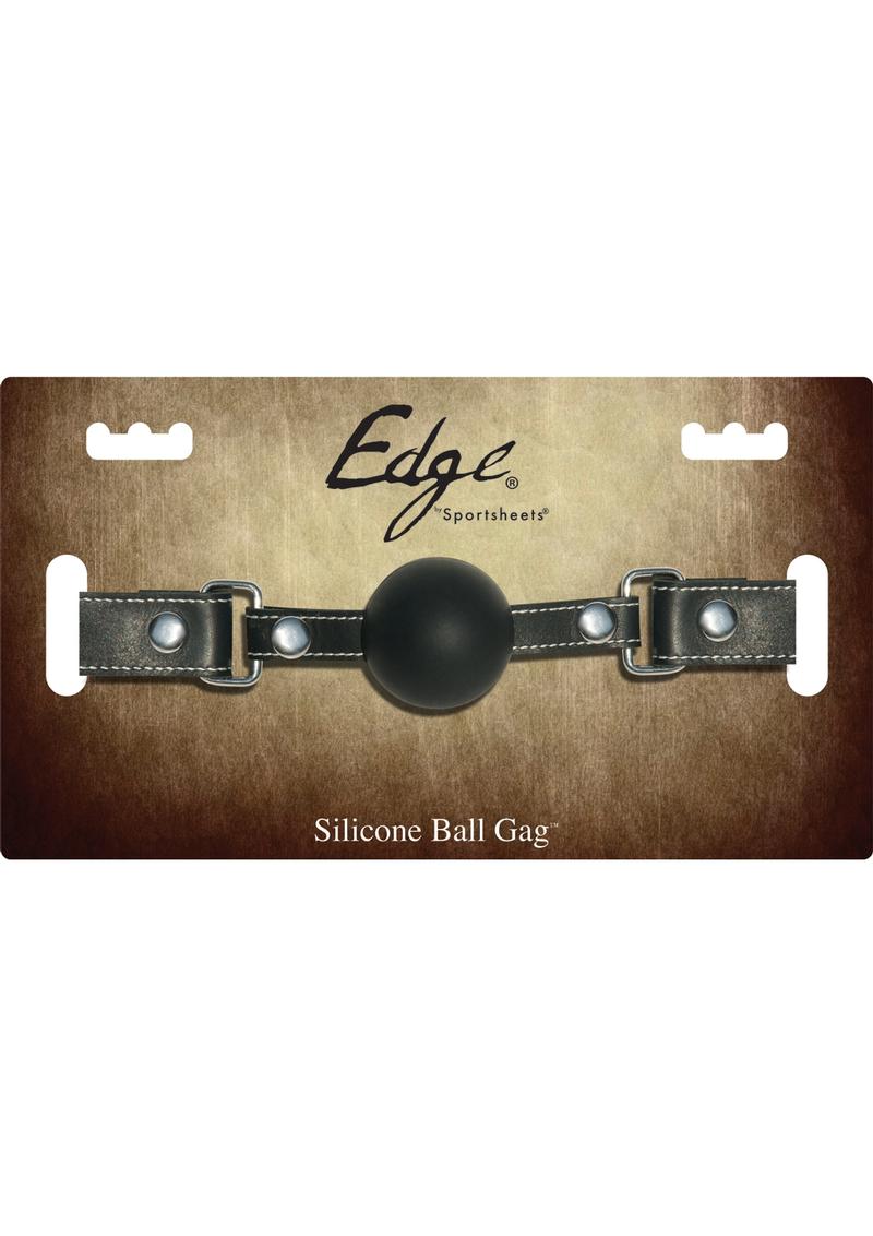 Load image into Gallery viewer, Edge Silicone Ball Gag with Adjustable Leather Strap - Black/Metal
