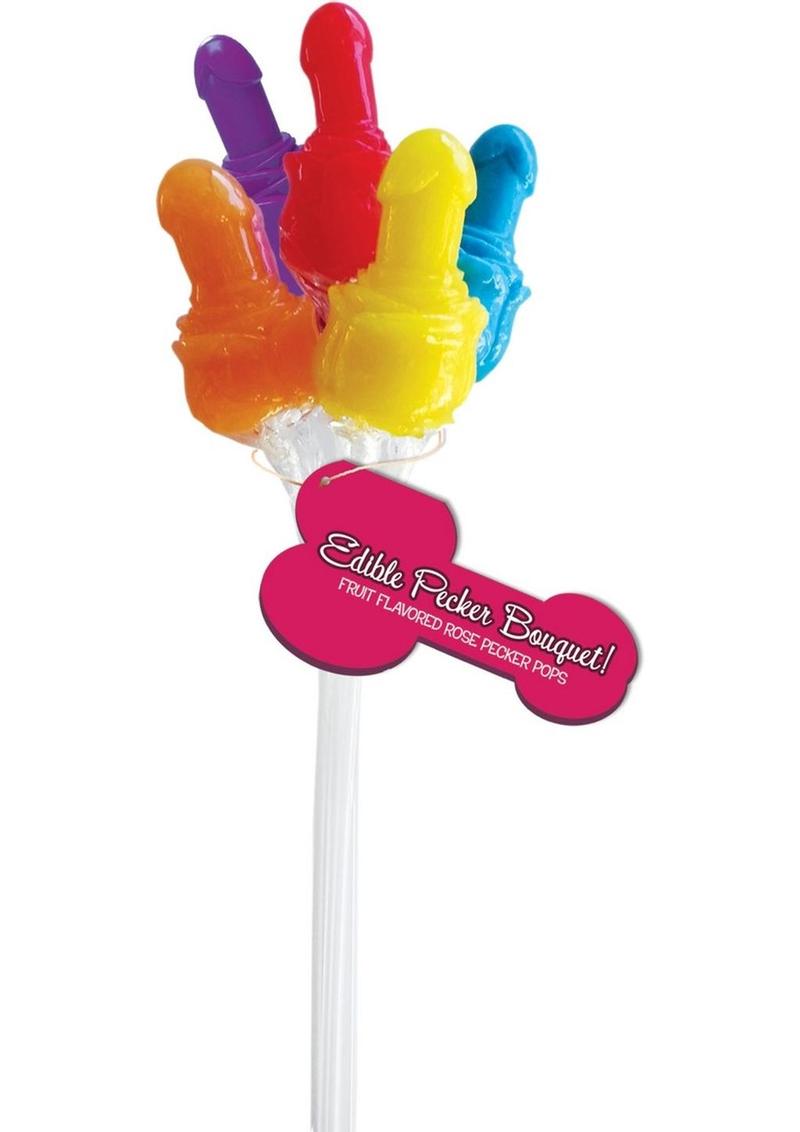 Load image into Gallery viewer, Edible Pecker Bouquet 6 Rose Pecker Pops - Assorted Flavors - Assorted Colors - 12 Per Display
