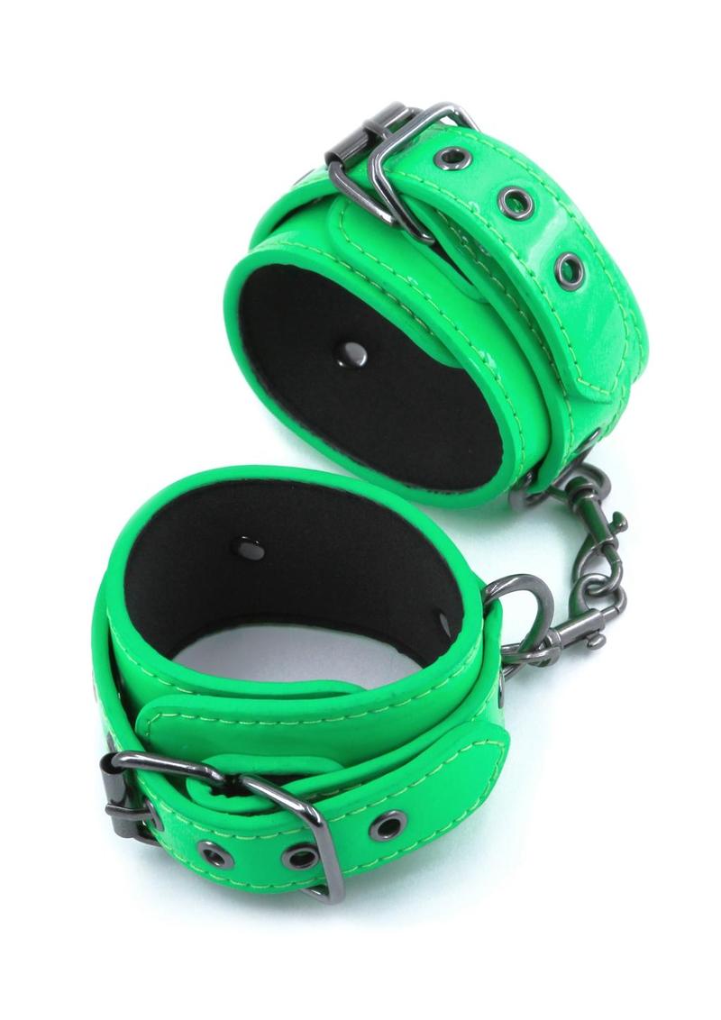 Load image into Gallery viewer, Electra Play Things Pu Leather Ankle Cuffs - Green
