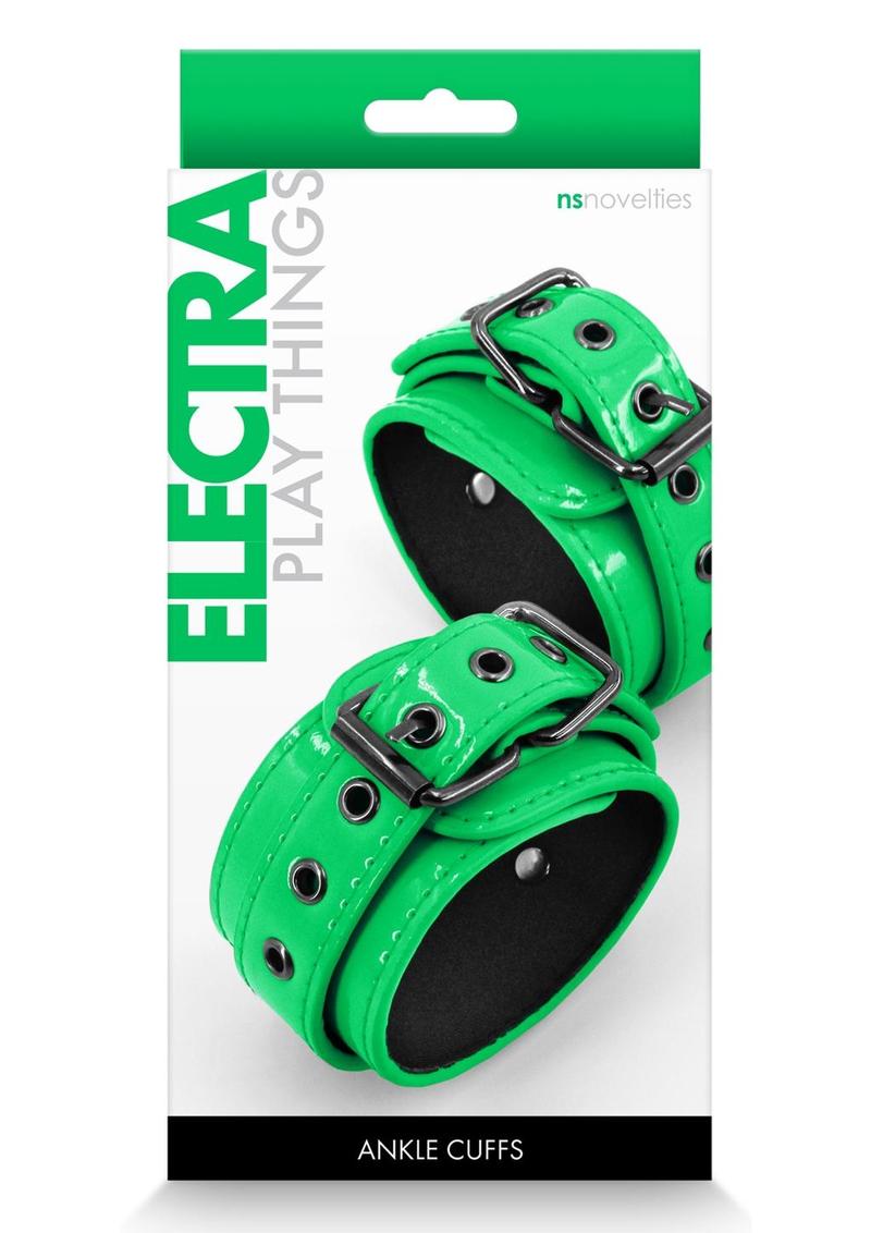 Load image into Gallery viewer, Electra Play Things Pu Leather Ankle Cuffs - Green
