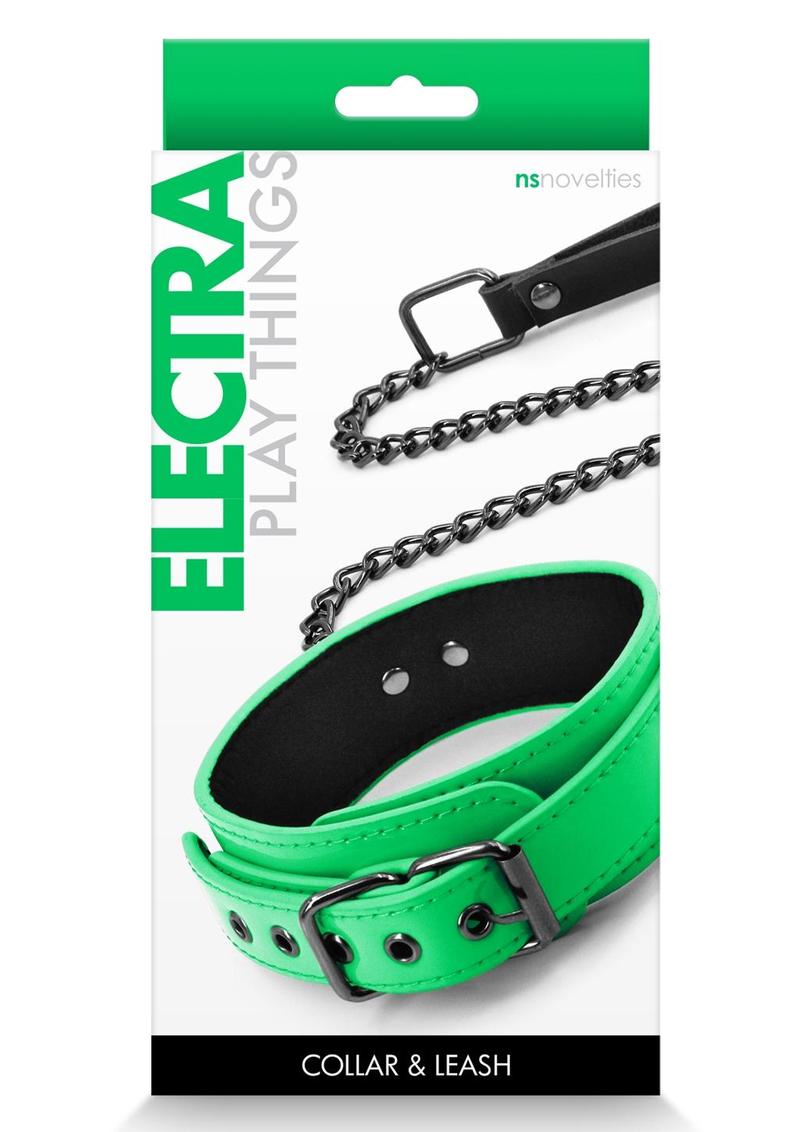 Load image into Gallery viewer, Electra Play Things Pu Leather Collar and Leash - Green
