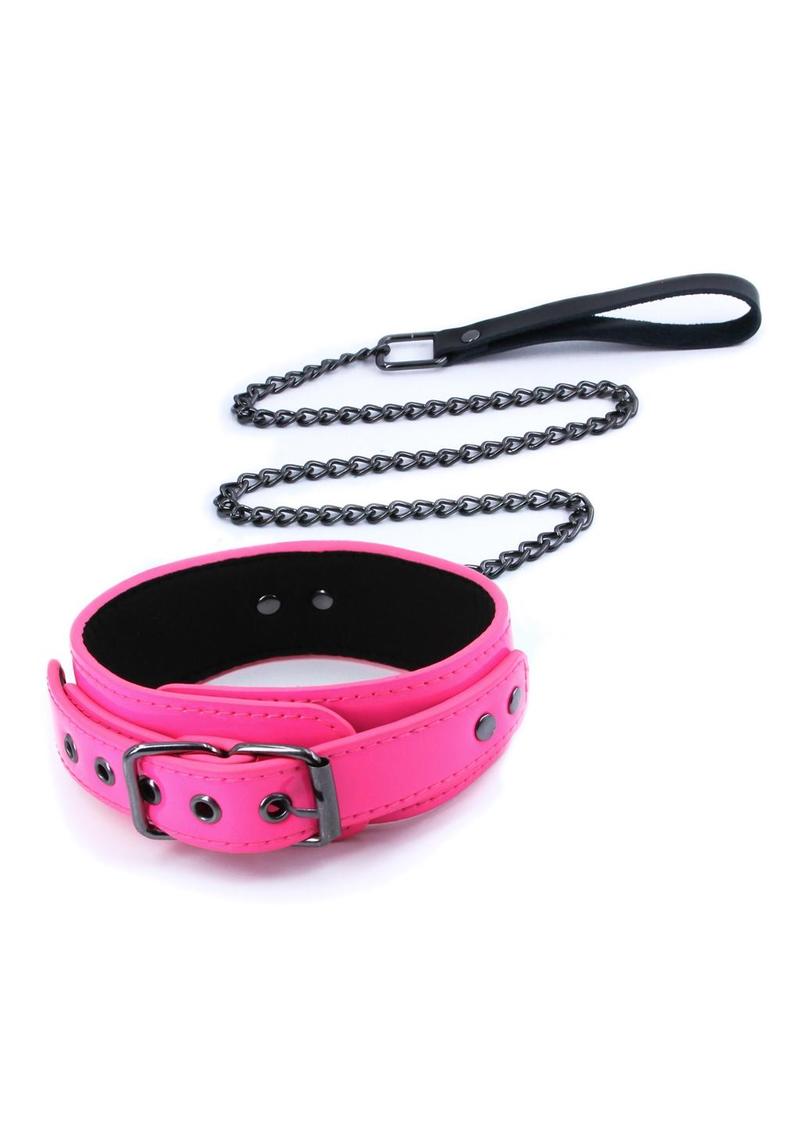 Load image into Gallery viewer, Electra Play Things Pu Leather Collar and Leash - Pink
