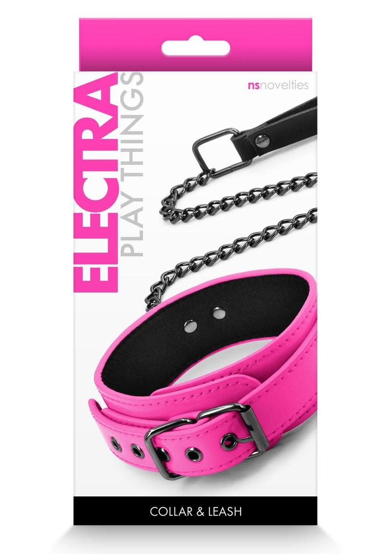 Load image into Gallery viewer, Electra Play Things Pu Leather Collar and Leash - Pink
