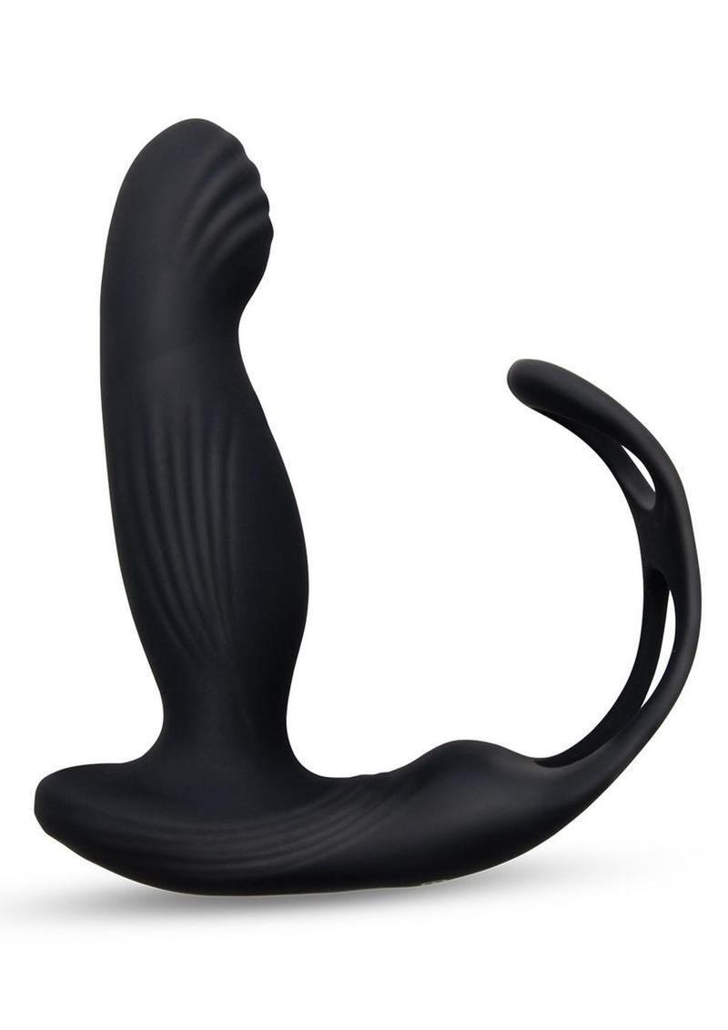 Load image into Gallery viewer, Envy Toys Remote Controlled Tapper Rechargeable Silicone P-Spot Vibrator and Dual Stamina Ring - Black
