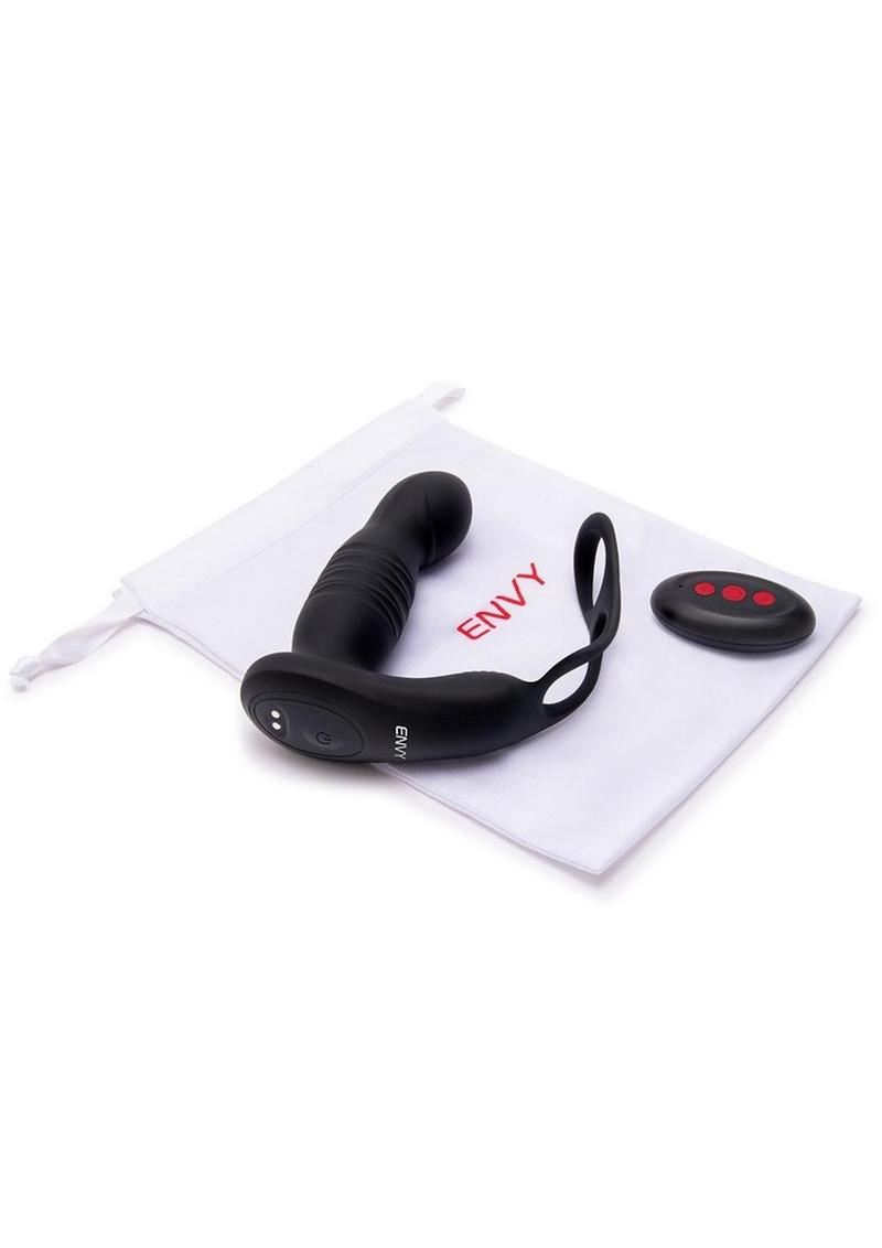Load image into Gallery viewer, Envy Toys Remote Controlled Thruster Rechargeable Silicone P-Spot Vibrator and Dual Stamina Ring
