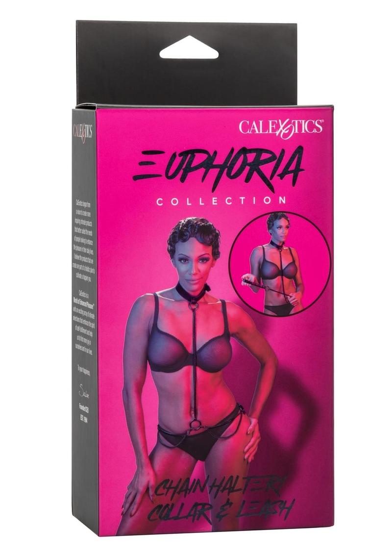 Load image into Gallery viewer, Euphoria Collection Chain Halter/Collar and Leash - Black
