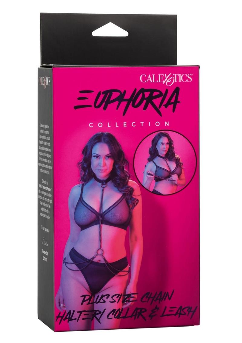 Load image into Gallery viewer, Euphoria Collection Chain Halter/Collar and Leash - Black - Plus Size
