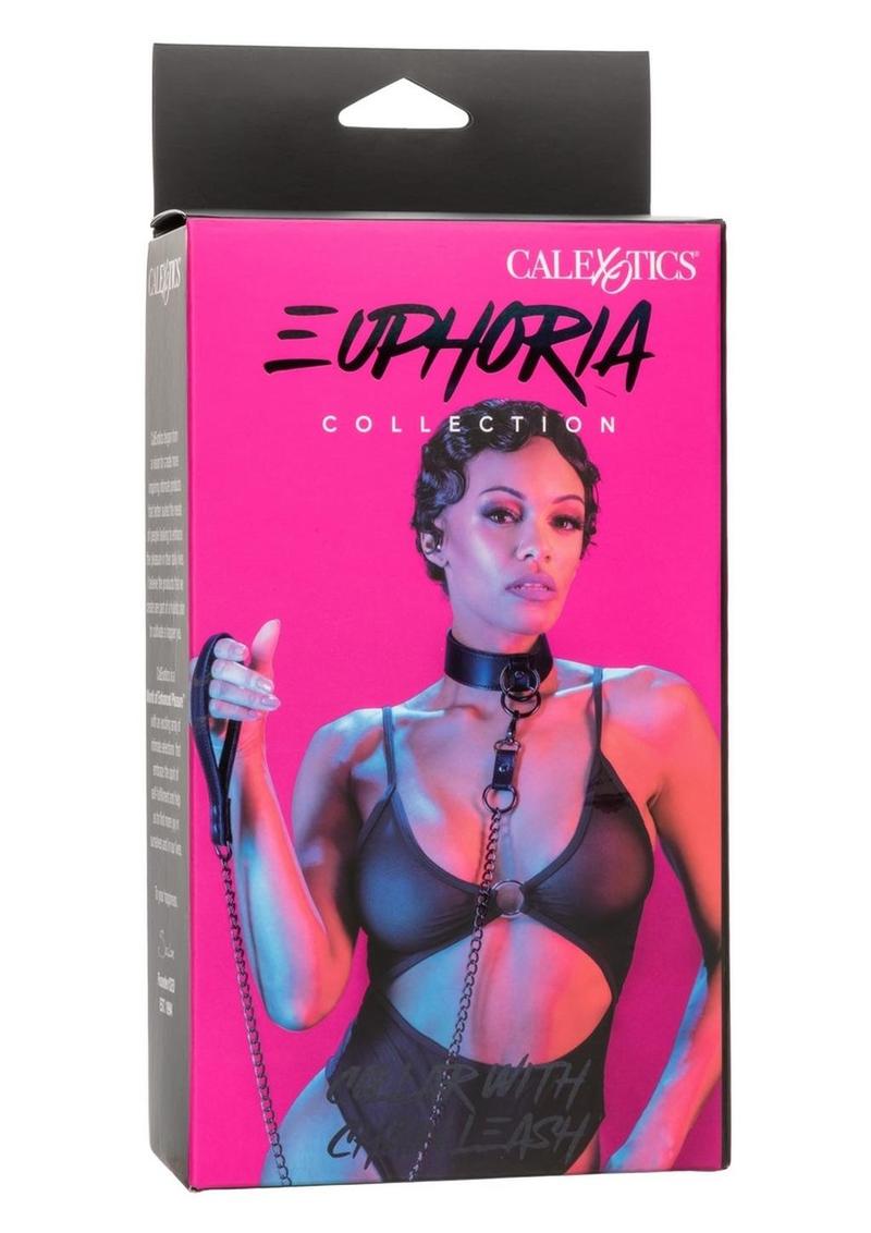 Load image into Gallery viewer, Euphoria Collection Collar with Chain Leash - Black
