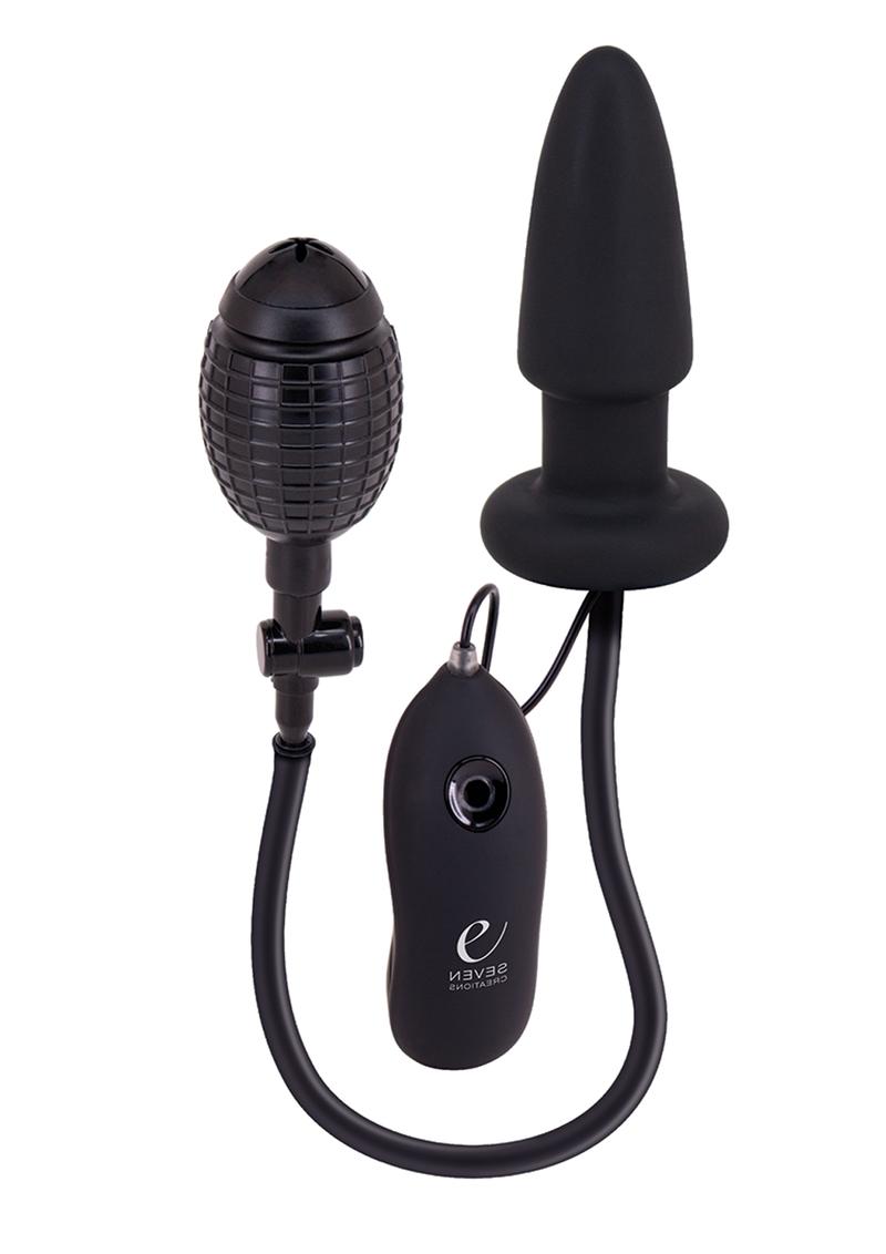 Load image into Gallery viewer, Fanny Hills Silicone Butt Plug Inflatable and Vibrating - Black
