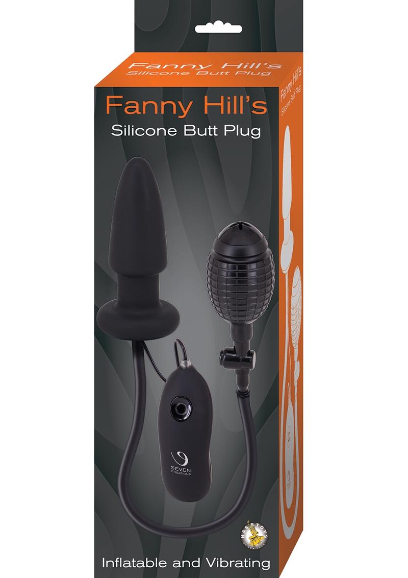 Load image into Gallery viewer, Fanny Hills Silicone Butt Plug Inflatable and Vibrating - Black
