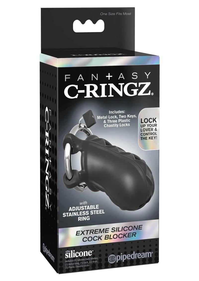 Load image into Gallery viewer, Fantasy C-Ringz Extreme Silicone Cock Blocker Cock Ring - Black
