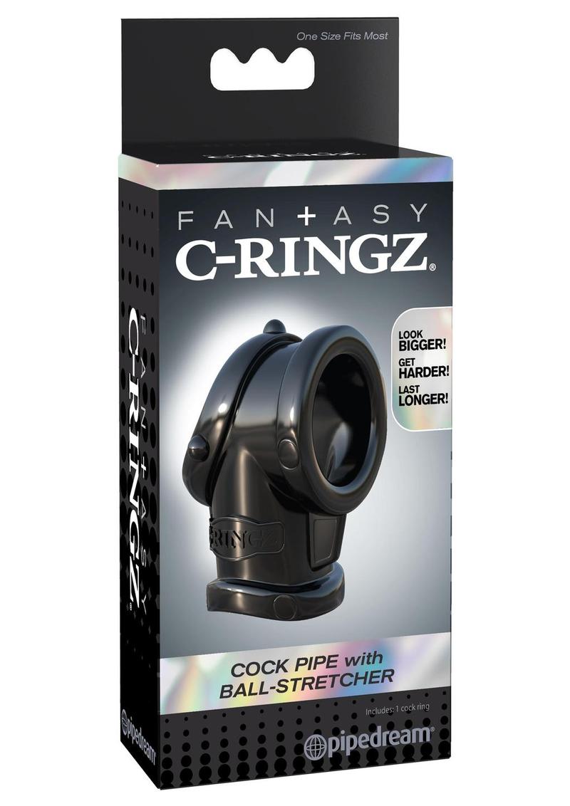 Load image into Gallery viewer, Fantasy C-Ringz Pipe Cock Ring with Ball-Stretcher - Black
