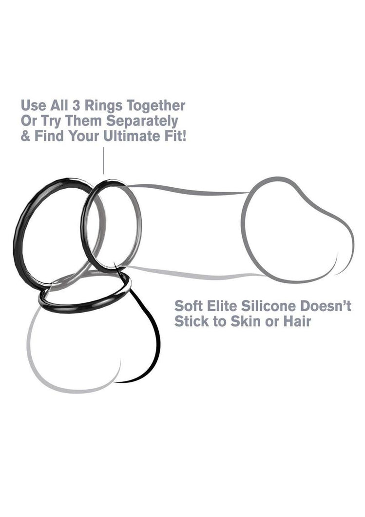 Fantasy C-Ringz Silicone 3-Ring Stamina Cock Ring - Black - Set