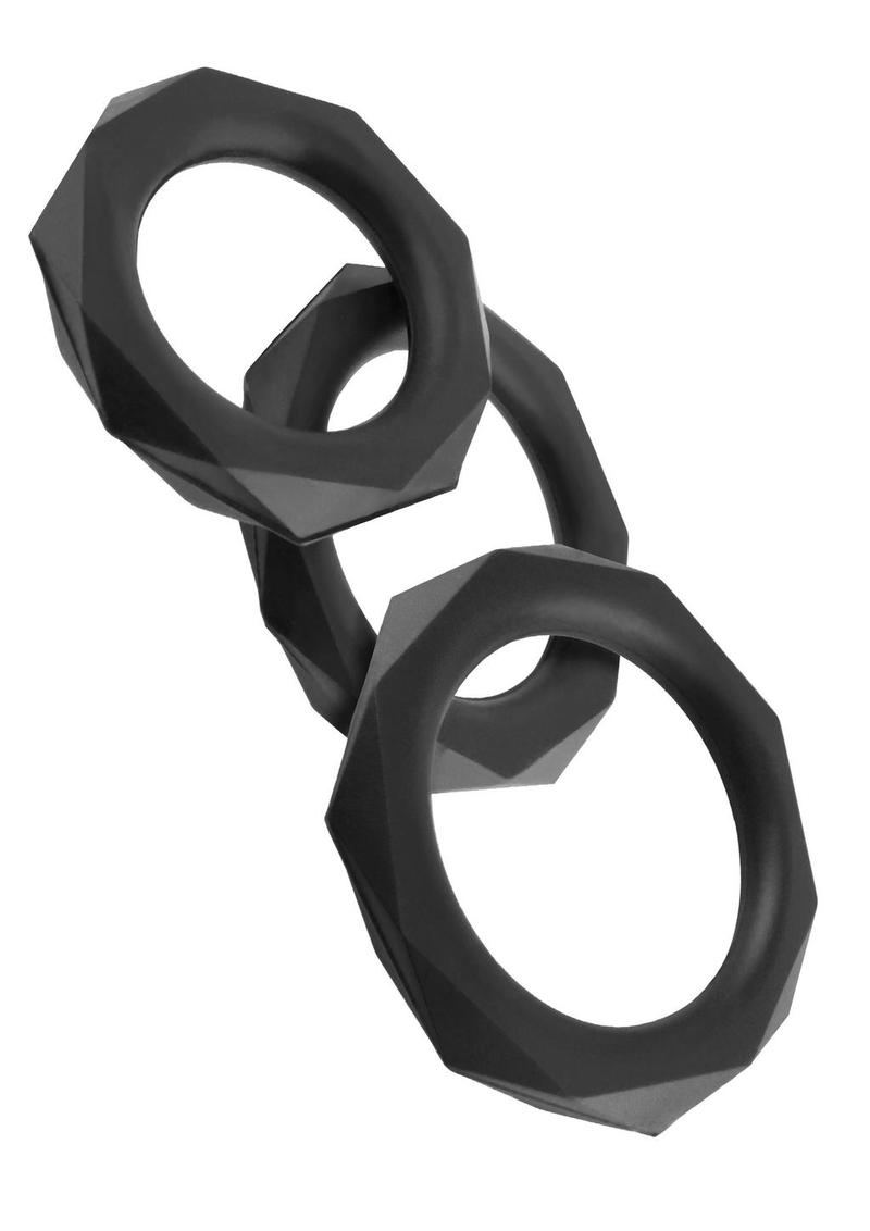 Load image into Gallery viewer, Fantasy C-Ringz Silicone Designer Stamina Cock Ring - Black - Set
