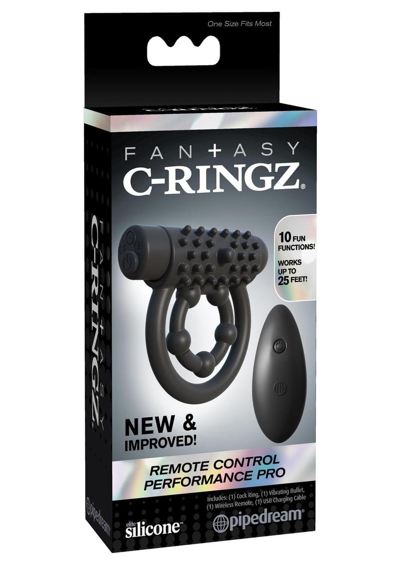 Load image into Gallery viewer, Fantasy C-Ringz Silicone Rechargeable Performance Pro Cock Ring with Remote Control - Black
