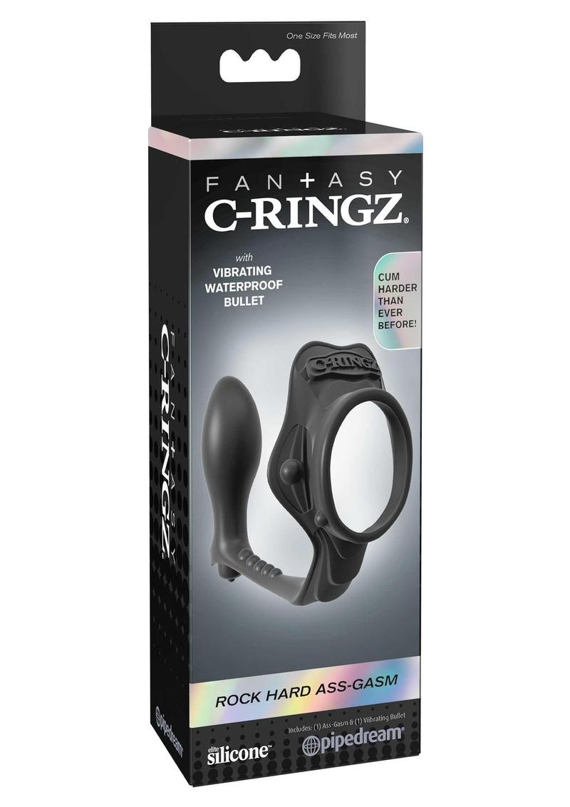 Load image into Gallery viewer, Fantasy C-Ringz Silicone Rock Hard Ass-Gasm Cock Ring with Bullet - Black
