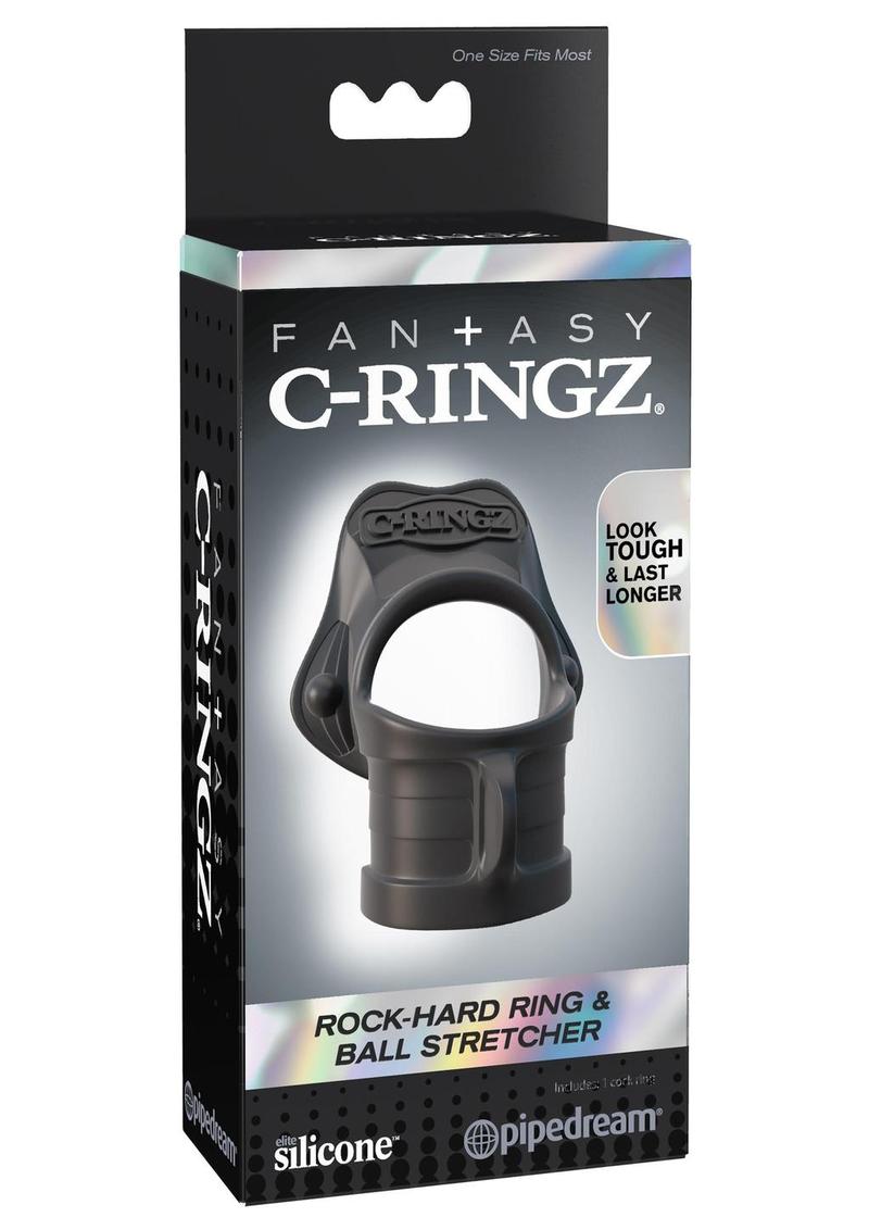 Load image into Gallery viewer, Fantasy C-Ringz Silicone Rock Hard Cock Ring and Ball-Stretcher - Black
