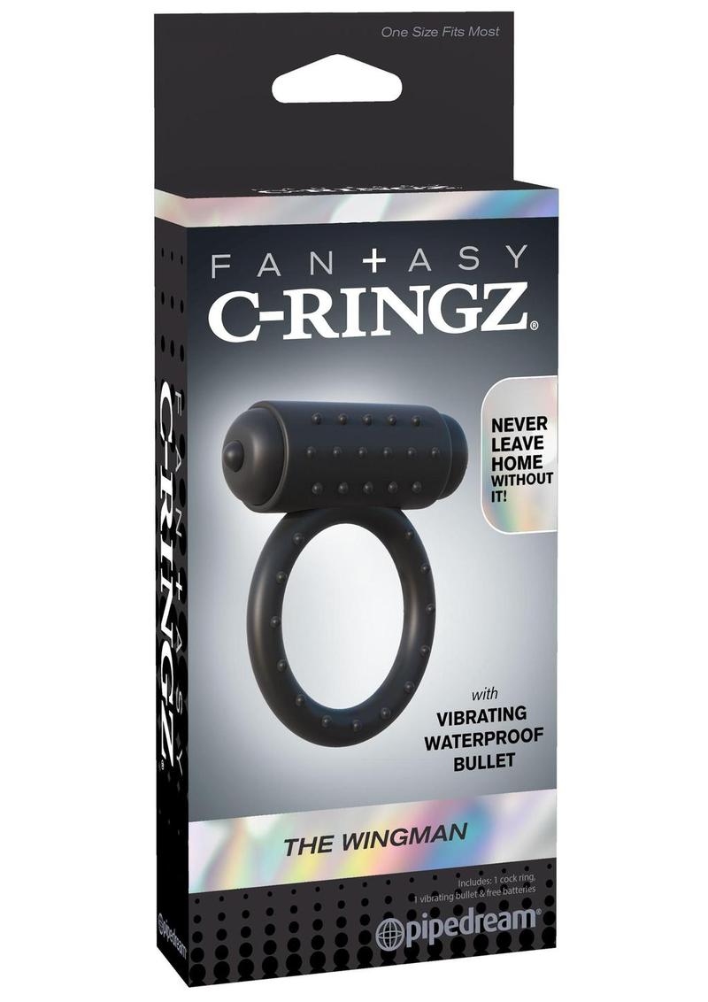 Load image into Gallery viewer, Fantasy C-Ringz The Wingman Cock Ring with Bullet - Black
