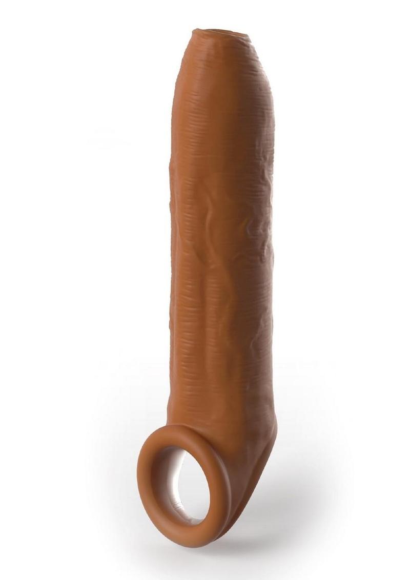 Load image into Gallery viewer, Fantasy X-Tension Elite Silicone Uncut Extension Sleeve with Strap - Caramel - 7in
